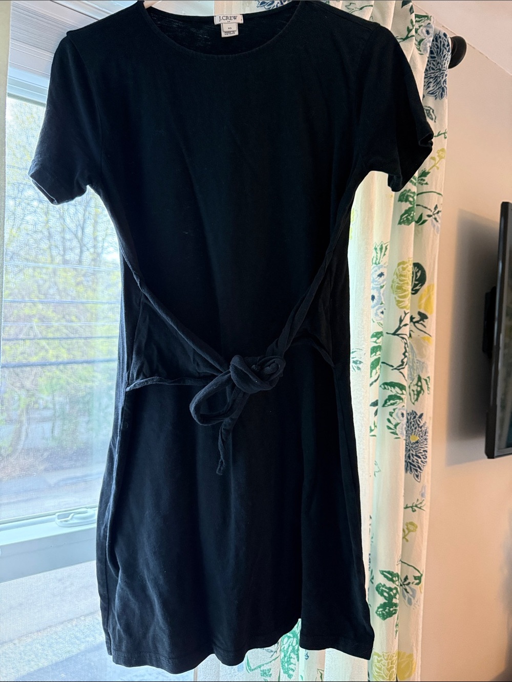 J. Crew Black Tie-Waist Short Sleeve T-Shirt Dress